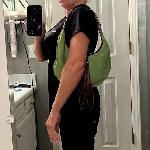 Cole Haan vintage green G series suede purse with jewel embellishments - Picture 12 of 12